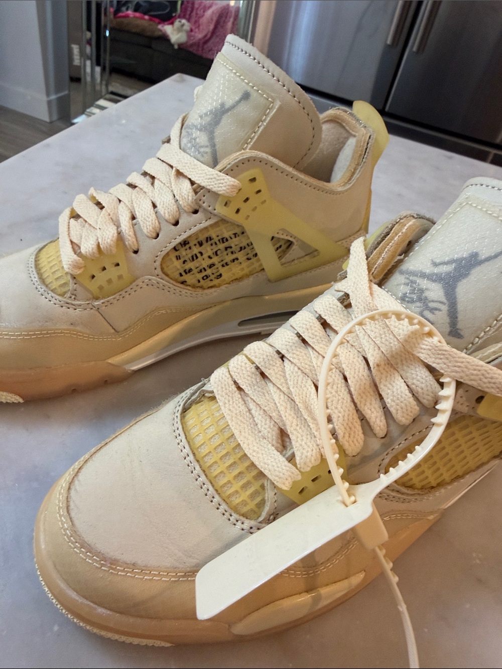 Off white Jordan 4 retro cream sneakers size 6